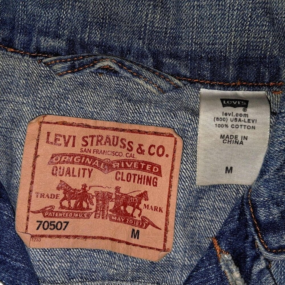 Levi's 70507 Standard Trucker Distressed Denim Jean Jacket Men's Size Medium - Picture 9 of 9